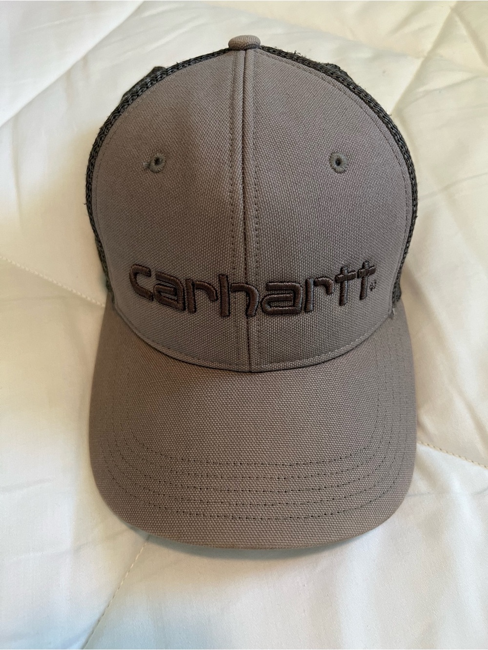 Carhartt Brown Gray Mesh-Back Logo Cap